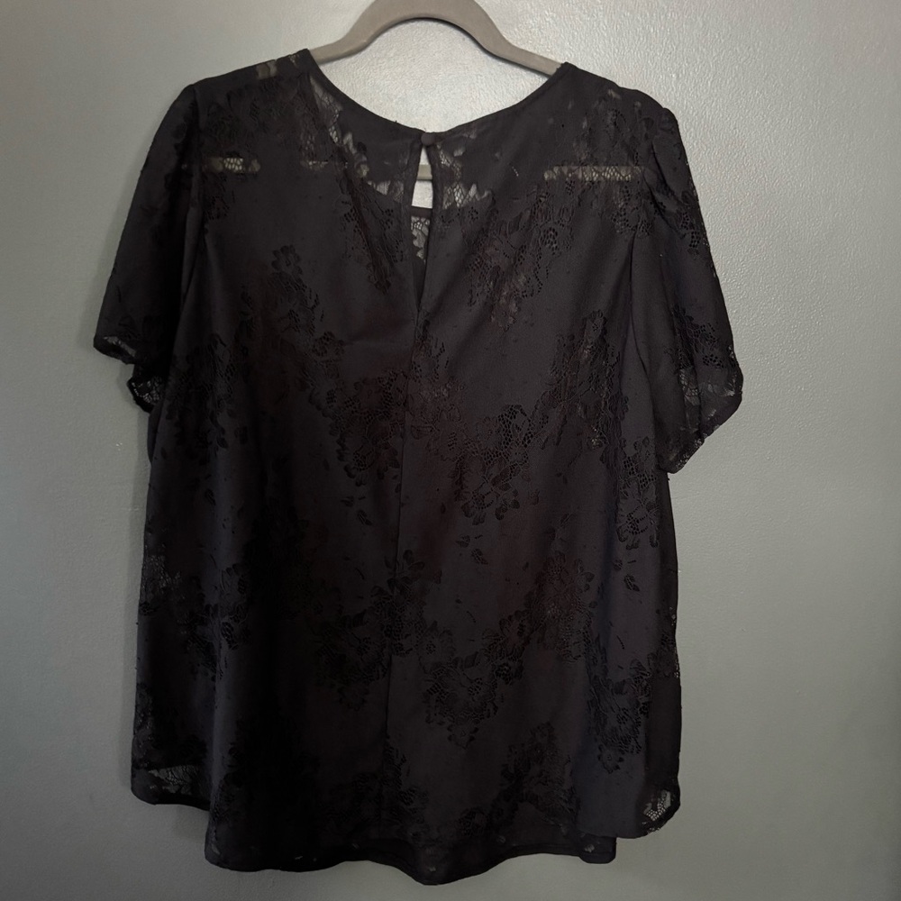 torrid Abbey Lace Short-Sleeve Blouse in Charcoal - Picture 13 of 14
